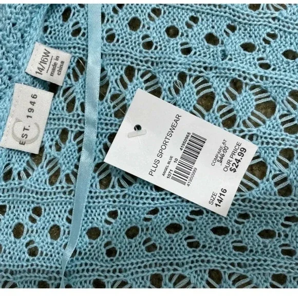 NWT C’est 1946 open knit short sleeve cardigan open front - Picture 3 of 4